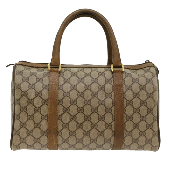 GUCCI GG Canvas Web Sherry Line Boston Bag PVC Leather Beige Green Auth yk7856 - Picture 3 of 16